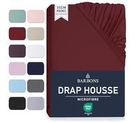 Barbons Drap Housse 90x190 / 90 x 200 cm - Bonnet 35 cm pour Matelas Épais - 100% Polyester Microfibre - Oeko-Tex Certifié - Anti-Peeling et Élastique Complet - 90x200 Bordeaux