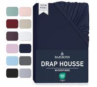 Barbons Drap Housse 90x190 / 90 x 200 cm - Bonnet 35 cm pour Matelas Épais - 100% Polyester Microfibre - Oeko-Tex Certifié - Anti-Peeling et Élastique Complet - 90x200 Bleu Marine