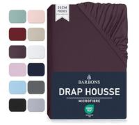 Barbons Drap Housse 90x190 / 90 x 200 cm - Bonnet 35 cm pour Matelas Épais - 100% Polyester Microfibre - Oeko-Tex Certifié - Anti-Peeling et Élastique Complet - 90x200 Aubergine
