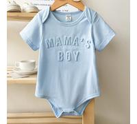 Barboteuse à manches courtes en tricot pour bébé garçon nouveau-né de 0 à 3 ans, avec imprimé "MAMA'S BOY", en coton, pour un usage quotidien, intérieur/extérieur 6-9M,9-12M,12-18M,18-24M,1-3M,3-6MLet