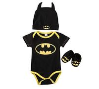 Barboteuse Batman à manches courtes/longues pour bébé garçon, combinaison, hauts, casquettes, chaussures 3 pièces, Manches courtes., Short Sleeve 6-12m