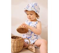 Barboteuse bébé + chapeau en gaze de coton tiana ecru 6M(67CM)