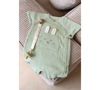 Barboteuse Bébé En Gaze De Coton Ouverture Croisée Frimousse Vert 3M(60CM)