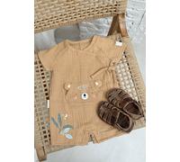 Barboteuse bébé en gaze de coton ouverture croisée mini rêve moutarde 1M(54CM)