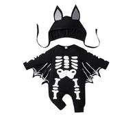 Barboteuse Body Halloween Bebe Deguisement Chauve Souris Ensemble Citrouille Mignon Déguisement Bébé avec Chapeau D'oreille pour nouveau-né Combinaison une pièce