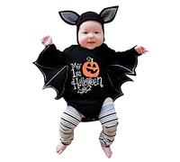 Barboteuse Body Halloween Bebe Unisexe bébé Chauve- Souris Chaud de Citrouille pour garçons Filles Magnifique Ensemble Déguisement Combinaison Orange Jeu Rôle