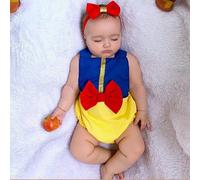 Barboteuse Cosplay Pour Bébés Filles, Vêtements Pour Petites Filles, Blanche-Neige, Sans Manches, À Volants, Bandeau