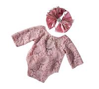 Barboteuse En Dentelle Délicate Avec Bandeau Assorti Ensemble De Barboteuse En Dentelle Attrayant Pour Les Séances Photo De Nouveau-né Jusqu'à 6 Mois Accessoires Photo Pour Nourrissons