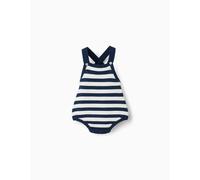 Barboteuse En Maille De Coton À Rayures Bleu Foncé 0/1M(50/54)