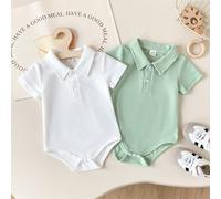 Barboteuse en tricot d'été pour bébé garçon, ensemble 2 pièces avec body à manches courtes et demi-patte, adapté pour le port décontracté à la maison ou à l'extérieur 6-9M,9-12M,12-18M,18-24M,1-3M,3-6