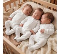 Barboteuses à pieds pour bébé, body blanc à zip, combinaison une pièce pour bébé fille et garçon, body doux à manches longues de base, pyjama nouveau-né, barboteuse sans couture pour bébé unisexe avec