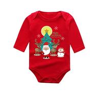 Barboteuses pour Bébé Filles Garçon, Imprimé de Noël Barboteuses Col Ras du Cou Noëls, Nouveau-né Body à Manches Longues, Souple Doux 2025 Costume de Noël pour bébés garçons