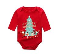 Barboteuses pour Bébé Filles Garçon, Imprimé de Noël Barboteuses Col Ras du Cou Noëls, Nouveau-né Body à Manches Longues, Souple Doux 2025 Costume de Noël pour bébés garçons
