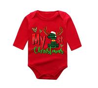 Barboteuses pour Bébé Filles Garçon, Imprimé de Noël Barboteuses Col Ras du Cou Noëls, Nouveau-né Body à Manches Longues, Souple Doux 2025 Costume de Noël pour bébés garçons