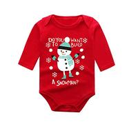 Barboteuses pour Bébé Filles Garçon, Imprimé de Noël Barboteuses Col Ras du Cou Noëls, Nouveau-né Body à Manches Longues, Souple Doux 2025 Costume de Noël pour bébés garçons