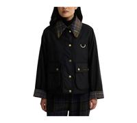 Barbour - Icons Tartan Collar Spey Waxed Jacket - Femme - Vestes - Noir - Taille: 36 FR