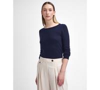 Barbour - Pendle Crew Knitted Jumper - Pull en laine mérinos femme Navy / Hessian Tartan - UK 16 / XL