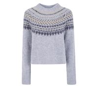 Barbour - Pull Annette Fair Isle à col rond - Femme - Pulls - Gris - Taille: 38 FR