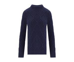 Barbour - Pull col roulé bleu avec motif tissé - Femme - Pulls - Bleu - Taille: 40 FR