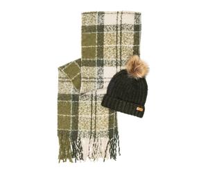 Barbour - Saltburn Beanie & Tartan Scarf Gift Set - Femme - Accessoires - Vert - Taille: ONE Size