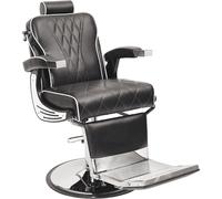 Barburys Aston Fauteuil Barbier Noir avec Coutures Blanches