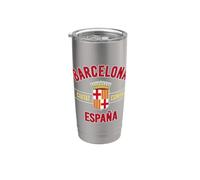 Barcelona España Cuitat Comtal White Outline Gobelet isotherme en acier inoxydable double paroi