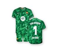 Barcelona FC Ensemble maillot et pantalon gardien dorsal 1 TER Stegen Réplique officielle Produit sous licence Saison 2024/2025 Taille enfant 14 ans, vert, 14 ans