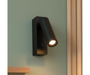 BARCELONA LED Applique da interno 2 W orientabile. Lampada da lettura luce calda 3000 K con chip CREE. Design moderno in nero. Lampada da comodino per case e hotel.