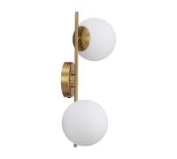 BARCELONA LED Applique Double E27 Avec 2 Globes En Verre, Doré | Aluminium et verre opalin,280 x 450 mm,Ø150 mm,IP20,220-240V AC,2x40W max.,salon,chambre,couloir