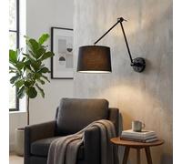 BARCELONA LED - Applique murale articulée Elbow E27 noire | Lampe murale intérieure avec bras articulé orientable | Applique classique élégante pour chambre, salon et lecture