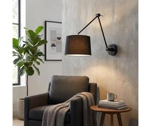 BARCELONA LED - Applique murale articulée Elbow E27 noire | Lampe murale intérieure avec bras articulé orientable | Applique classique élégante pour chambre, salon et lecture