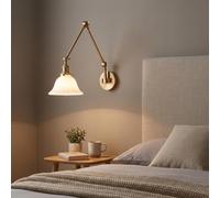 BARCELONA LED Applique Murale BILLAR E27 Blanc Avec Bras Articulé | Métal Et Verre, Portée Jusqu’à 57 Cm, Rotation 300°, Max. 40 W, Pour Bureau Chambre Atelier Espace Créatif