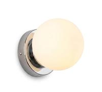 BARCELONA LED Applique Murale Boule Verre AVA IP44 E27, Lampe Murale Globe en Verre Opale, Éclairage Salle de Bain et Intérieur Design Classique Moderne Chromé Décoratif Mur Plafond