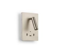 Barcelona LED - Applique murale « CLAUDI » avec USB et USB-C, LED frontale 3 W + lumière indirecte 12 W, design moderne et finition métallique, idéale pour têtes de lit, zones de lecture et coins
