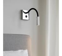 BARCELONA LED Applique Murale de Lecture Flexible Hale 3W en Aluminium Chromé avec Bras Noir Orientable, LED Blanc Chaud, avec Interrupteur, Style Classique Moderne Vintage Luxe