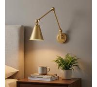 BARCELONA LED Applique Murale Doré avec Bras Réglable, Aluminium de Haute Qualité, Grande Taille, Style Classique et Moderne, Éclairage Luxe Rétro-Industrie pour Chambre, Salon ou Bureau