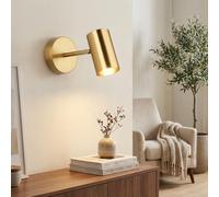 BARCELONA LED Applique Murale Dorée en Métal pour Intérieur, Lampe de Chevet Moderne et Industrielle, Style Minimaliste et Vintage, Orientable, Idéal Salle de Bain, Miroir et Plafond