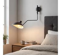 BARCELONA LED Applique Murale Grande en Fer Noir Style Classique Moderne et Vintage de Luxe, Bras et Abat-jour Orientables, Douille E27, Lampe Murale Design Intérieur