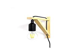 Barcelona LED Applique Murale Interieur Moderne Bois Nordico Industriel Design Edison Suspension Ampoule avec Douille E27 et Câble Telecommande pour Chambre Enfant Lecture Tête de lit