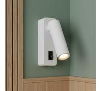 BARCELONA LED Applique murale intérieure 2 W orientable. Lampe de lecture lumière chaude 3000 K avec puce CREE. Design moderne en blanc. Lampe de chevet pour maisons et hôtels