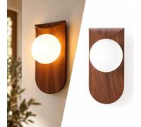 BARCELONA LED Applique Murale Nara Effet Bois G9 Avec Globe Opalin | Métal, Diffuseur Ø125 mm, 30W Max., Montage Fixe, Point Lumineux, Intérieur