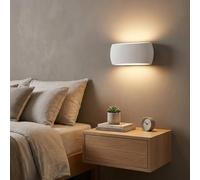 BARCELONA LED Applique Murale Plâtre Blanc DUNA Up & Down 370mm E27 | Petite Lampe Murale Moderne Minimaliste Style Nordique Peignable pour Salon Chambre Hôtel Éclairage Décoratif