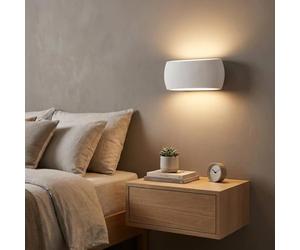 BARCELONA LED Applique Murale Plâtre Blanc DUNA Up & Down 370mm E27 | Petite Lampe Murale Moderne Minimaliste Style Nordique Peignable pour Salon Chambre Hôtel Éclairage Décoratif