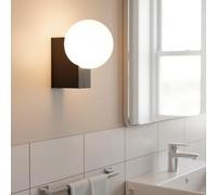 BARCELONA LED Applique Murale SIDERAL G9 Socle Noir Boule En Verre | Structure en aluminium, diffuseur opalin, IP20, 220-240 V CA, puissance maximale 25 W, accessoires de fixation inclus