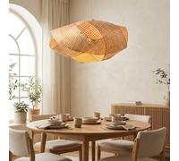 BARCELONA LED Candeeiro Suspension Grand en rotin naturel NIDO E27 | Luminaire de plafond artisanal en bambou et Vime | Style classique moderne vintage de luxe pour salon Jantar Cozinha