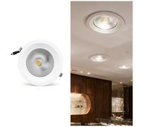 BARCELONA LED Downlight Encastré Mode Retail 30W 3000K | Découpe Ø200 mm, Finition Blanche, IP54, Confort UGR19, Aluminium, 3000 lm
