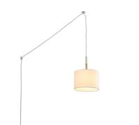 BARCELONA LED Grande Suspension Luminaire de Plafond Style Classique et Moderne de Luxe, Abat-jour Blanc en Plastique avec Détails en Bois, Vintage Élégant pour Salon, Salle à Manger et Espaces