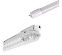 BARCELONA LED Kit de luminaire étanche 120 cm + tube LED T8 18 W 6000 K | Étanchéité IP65 | Éclairage blanc froid haute efficacité 140 lm/W | Idéal pour garages, entrepôts, bureaux et extérieur