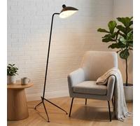 BARCELONA LED Lampadaire Trépied Noir avec Grand Abat-jour Orientable Doré, Style Industriel Vintage Moderne, Douille E27, Lampe de Sol Design pour Salon Salle à Manger Chambre Bureau