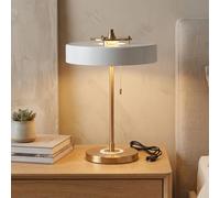 BARCELONA LED Lampe de Table GADSBY Design Mid Century Blanc et Doré | 3x E27 | Lumière d’Ambiance Douce | Lampe Décorative Vintage Salon Chambre Bureau